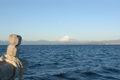 江の島沖の月と富士山